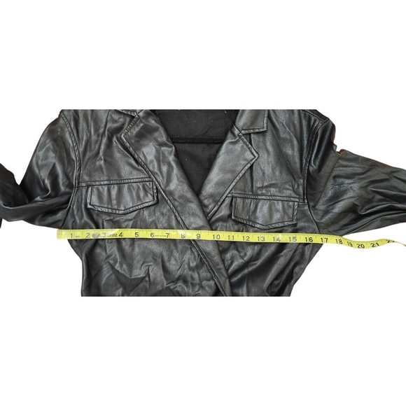 ZARA Faux Leather Wrap Mini Dress Black Long Sleeve Belted Shirt Style Dress S - Picture 11 of 12